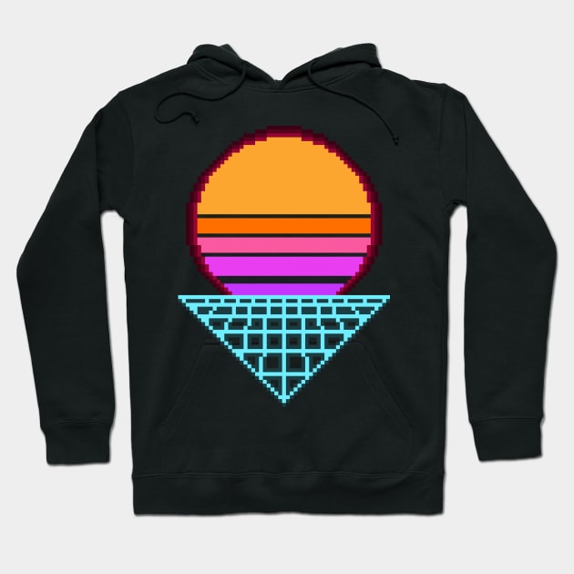 Outrun Sunset Retro 8-Bit Pixel Art Hoodie by StebopDesigns